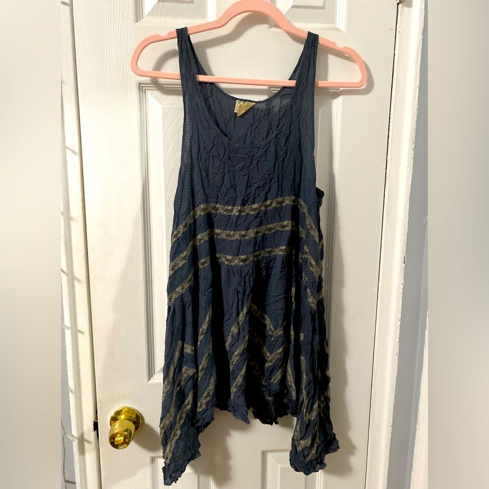 Free People Storm with gray lace Trapeze Slip